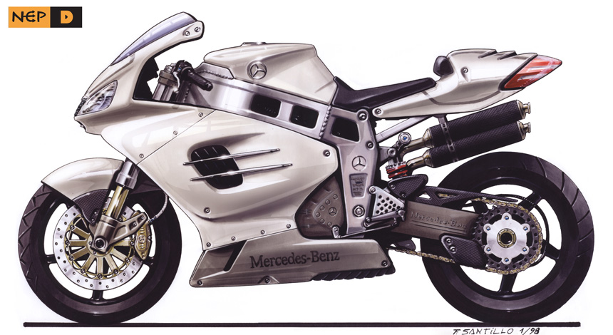 Side rendering Mercedes Motorcycle.